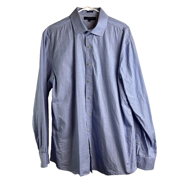 Tommy Hilfiger Mens 17 34-35 Dress Shirt Blue Long Sleeves Button Business - Picture 1 of 5